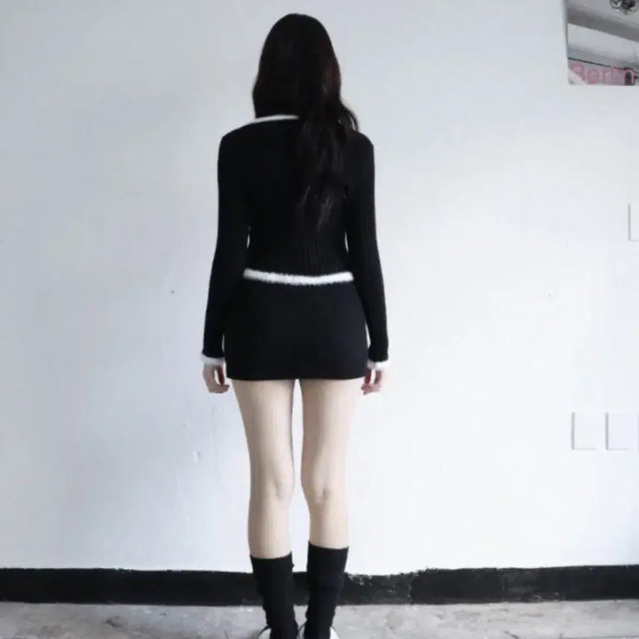[BUNJANG] Klata Rose Knit Ribbon Tie Skirt Pants Two-Piece Set / 클라따 rose knit 리본 타이 스커트팬츠 세트 투피스