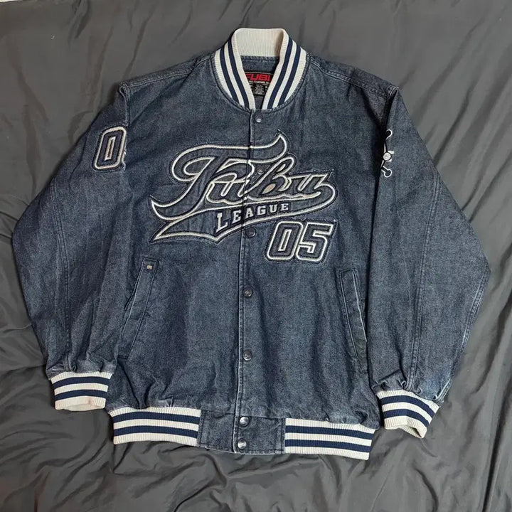 [BUNJANG] FUBU Denim Jacket / [FUBU] 후부 데님 야구점퍼 블루 빈티지 자켓 스타디움