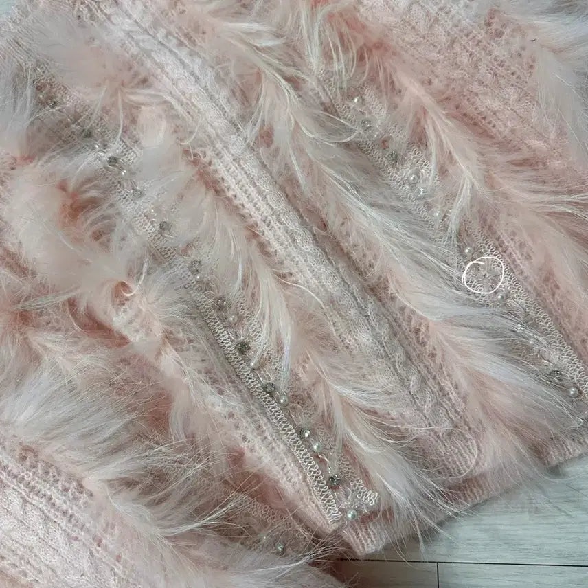 [BUNJANG] Imported Pink Cubic Knit Sweater / 퍼 큐빅 니트 수입의류 핑크