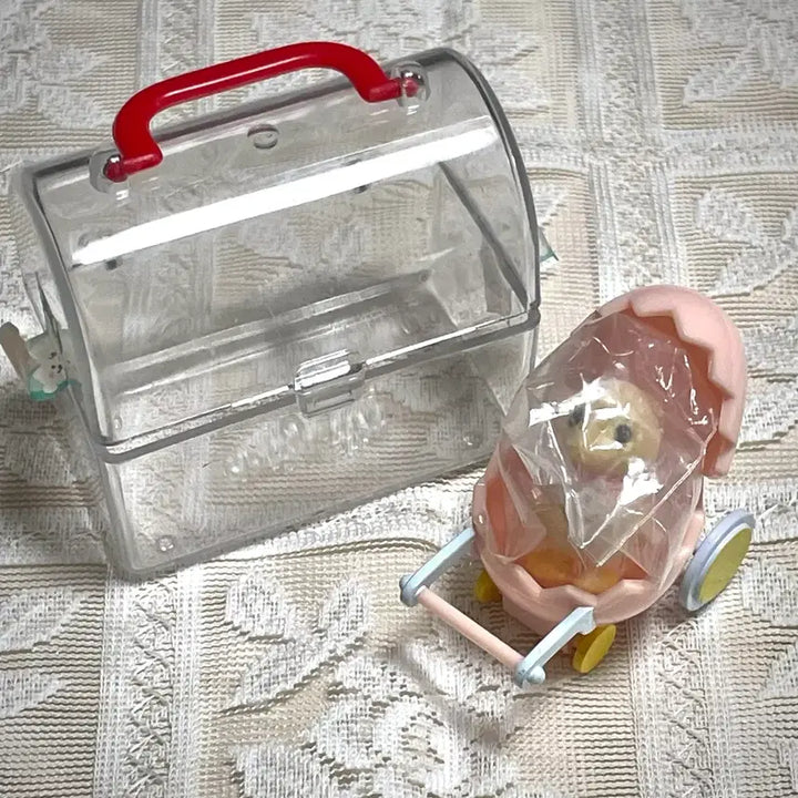 [BUNJANG] Sylvanian Families Vintage Duck Stroller Set with Ducklings and Carrier / 실바니안 고전 올드 오리 유모차 오리 알 아기 캐리어 단종 분홍알