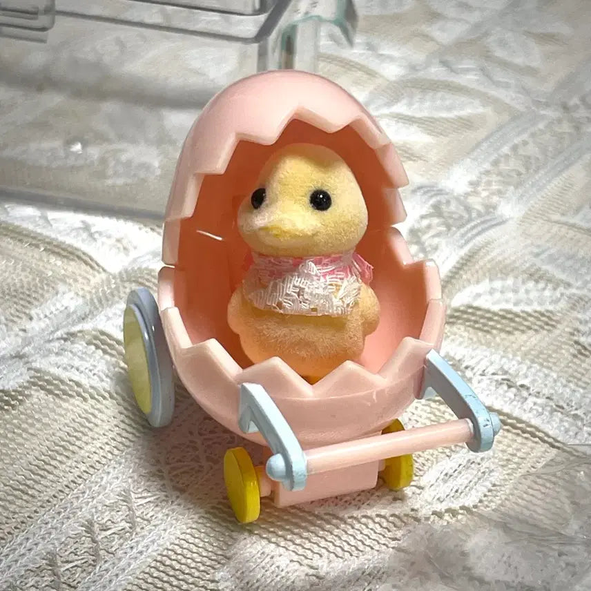 [BUNJANG] Sylvanian Families Vintage Duck Stroller Set with Ducklings and Carrier / 실바니안 고전 올드 오리 유모차 오리 알 아기 캐리어 단종 분홍알