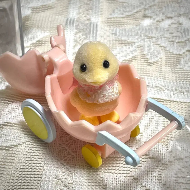 [BUNJANG] Sylvanian Families Vintage Duck Stroller Set with Ducklings and Carrier / 실바니안 고전 올드 오리 유모차 오리 알 아기 캐리어 단종 분홍알