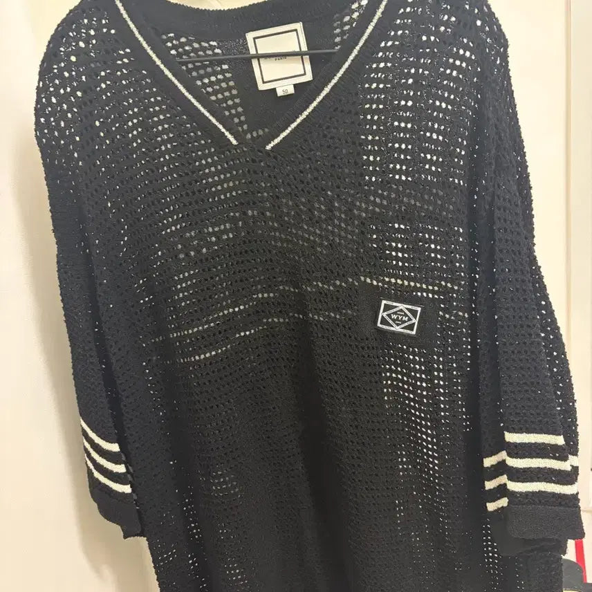 [BUNJANG] Wooyoungmi Logo Crochet Knit Sweater / 우영미 로고 크로셰 니트 블랙