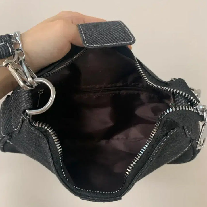 [BUNJANG] Ably Denim Y2K Shoulder Bag / 에이블리)데님 숄더백Y2K 데님 벨트 체인 호보숄더