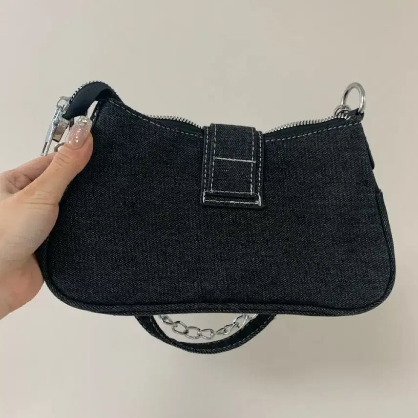 [BUNJANG] Ably Denim Y2K Shoulder Bag / 에이블리)데님 숄더백Y2K 데님 벨트 체인 호보숄더