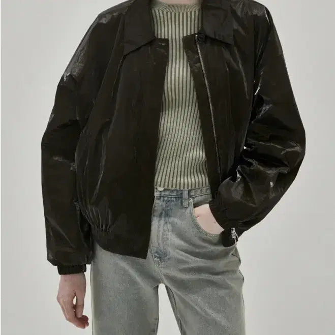[BUNJANG] In Silence Woman Glossy Tyvek Blouson Brown / 인사일런스 우먼 글로시 타이벡 블루종 브라운