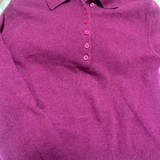 [BUNJANG] SLO Modern Cardigan Knit Burgundy / 새상품 SLO 모던 카라 니트 버건디 free