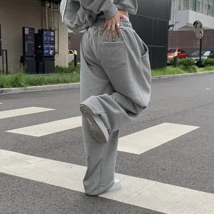 [BUNJANG] Modi Mood Training Pants Gray / 모디무드 오버롱 투웨이 절개 트레이닝 팬츠 그레이 기모추가