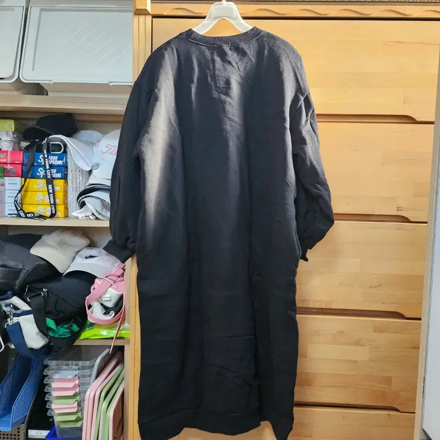 [BUNJANG] I Larm Smile Black Fleece Lined Long Dress / I larm 검정색 스마일 기모원피스