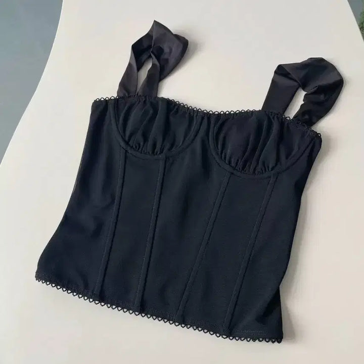 [BUNJANG] Edikted Black Corset Style Top with Lace Detail / Edikted(에디케이티드)블랙 코르셋 스타일 탑 레이스 디테일