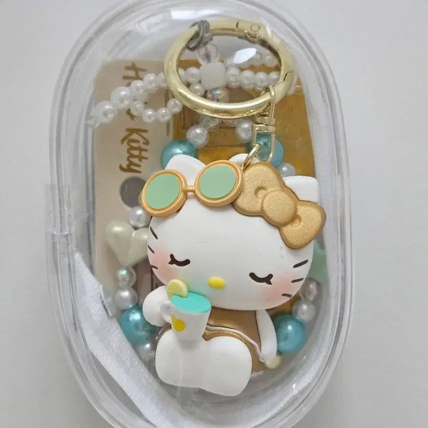 [BUNJANG] Hello Kitty Bead Keyring with Case / 미사용 새상품) 헬로키티 비즈 키링+ 케이스