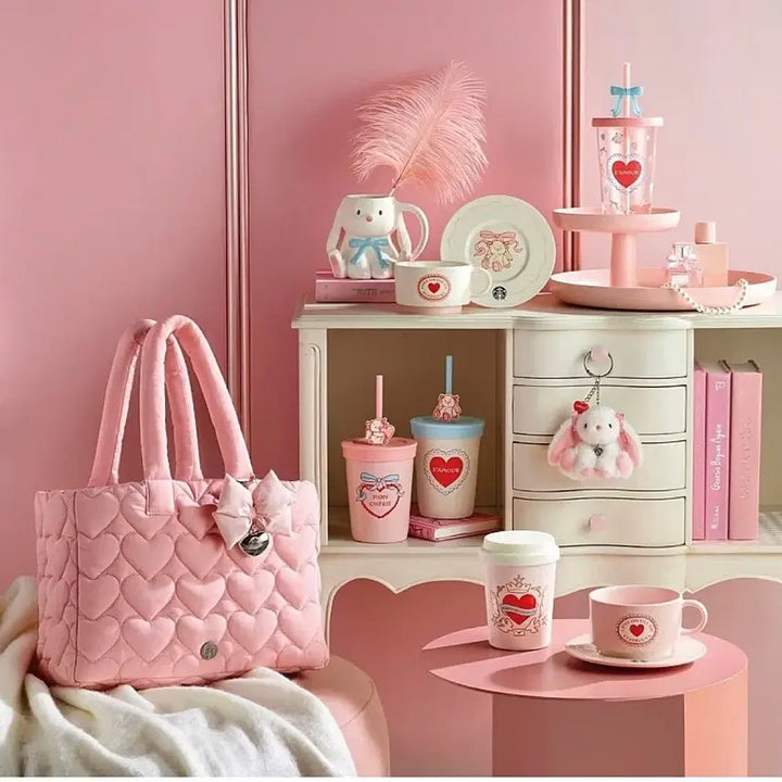 [BUNJANG] Starbucks Dear Love Heartful Tote Bag &amp; Mirror Keychain / 스타벅스 디어러브 하트풀 토트백 미러 키체인 2025 발렌타인 md