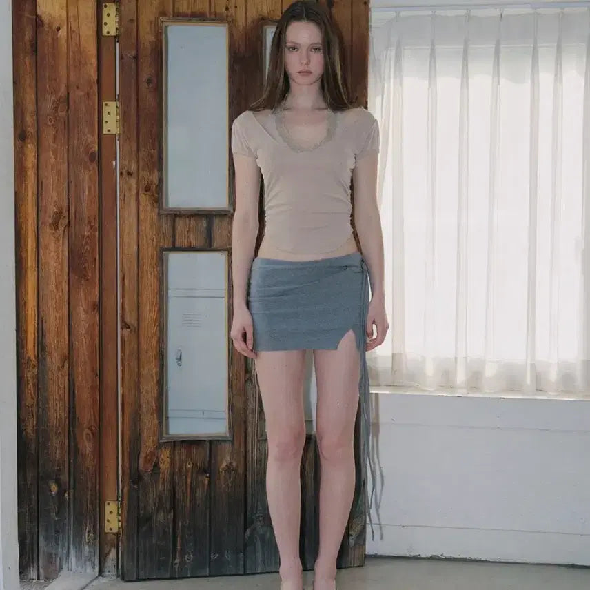 [BUNJANG] Please No Follow Eyelet Mini Skirt / 플리즈노팔로우 lona eyelet mini skirt grey