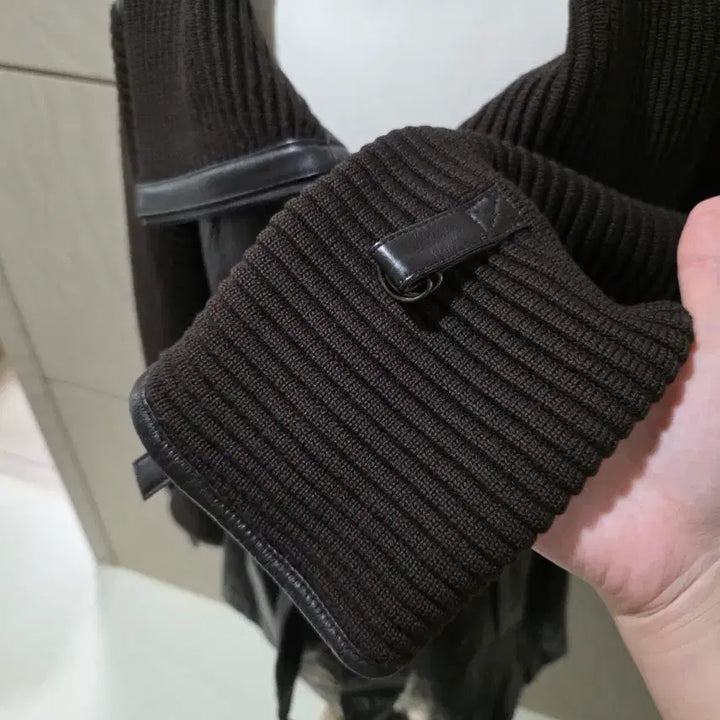 [BUNJANG] Wool Blend Leather Jacket (Size 55-66) / 다크브라운 울배색 천연 양가죽 자켓 벨트포함 55~66