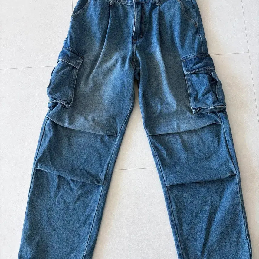 [BUNJANG] Dimitri Black Parachute Denim Cargo Pants / 디미트리블랙 파라슈트 데님 카고 팬츠 32