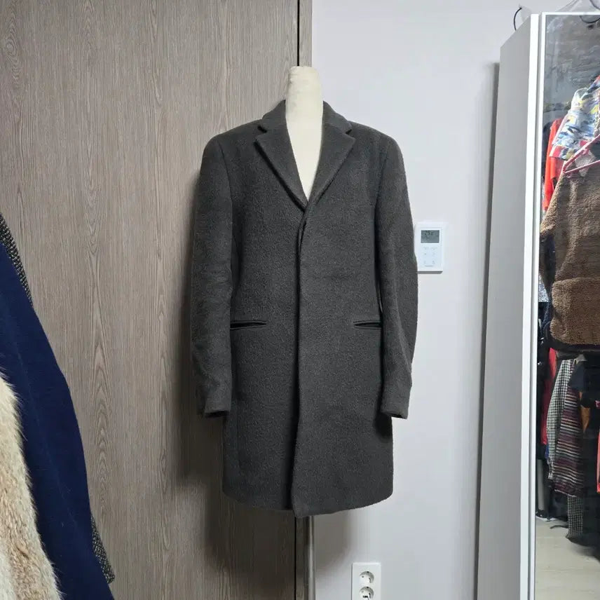 [BUNJANG] System Wool &amp; Llama Blend Single Coat - Grey (Size 95) / 한섬 시스템 모+라마 회색 모직 싱글 코트 95