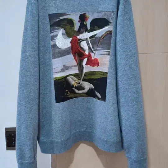 [BUNJANG] Nike Swoosh Printed Sweatshirt Gray 95 / 나이키 스우시 프린팅 맨투맨 티셔츠 그레이95