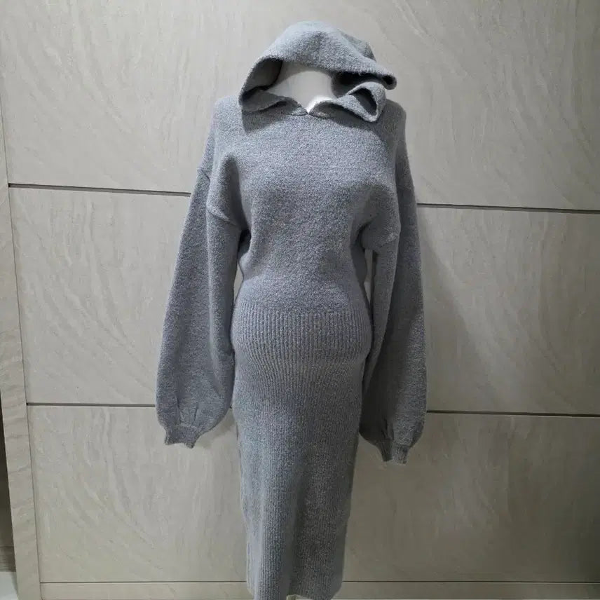 [BUNJANG] Hoodie Knit Dress (Size 55-77) / 여리여리 몸매라인 살아나는 후드 니트 원피스 (55~77)