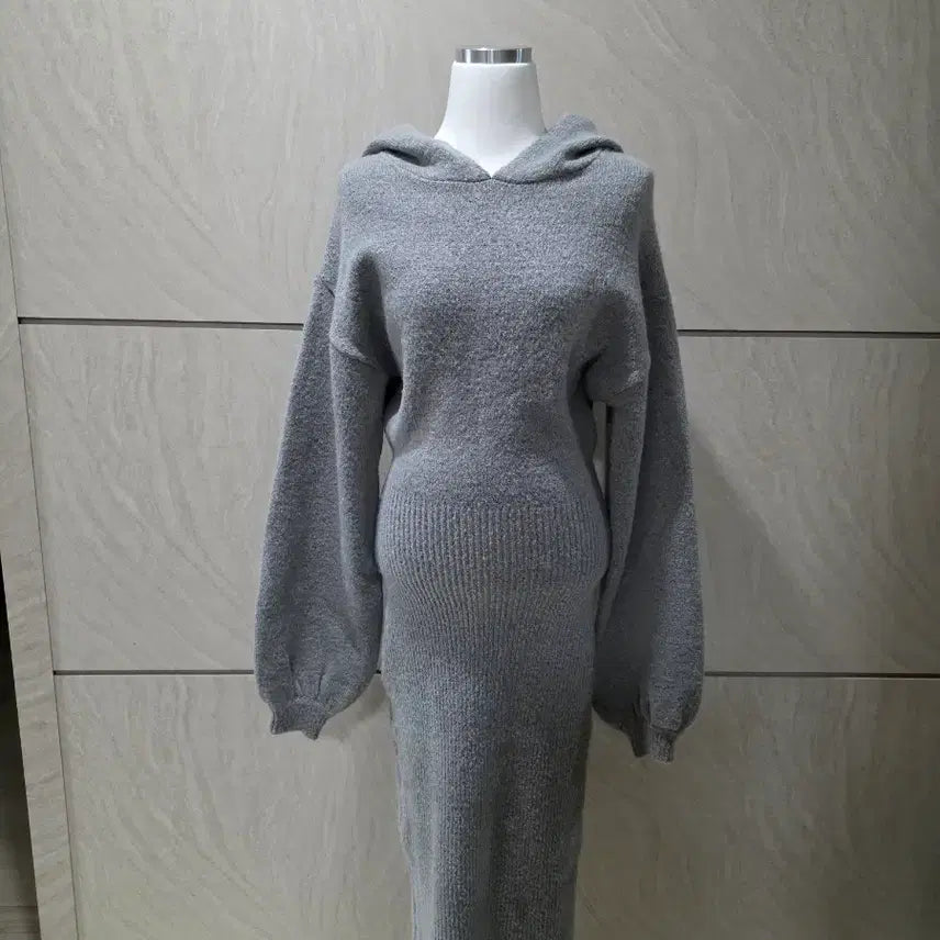 [BUNJANG] Hoodie Knit Dress (Size 55-77) / 여리여리 몸매라인 살아나는 후드 니트 원피스 (55~77)