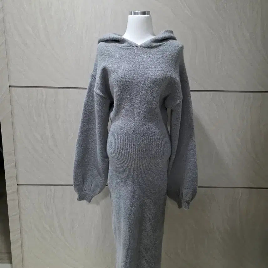 [BUNJANG] Hoodie Knit Dress (Size 55-77) / 여리여리 몸매라인 살아나는 후드 니트 원피스 (55~77)