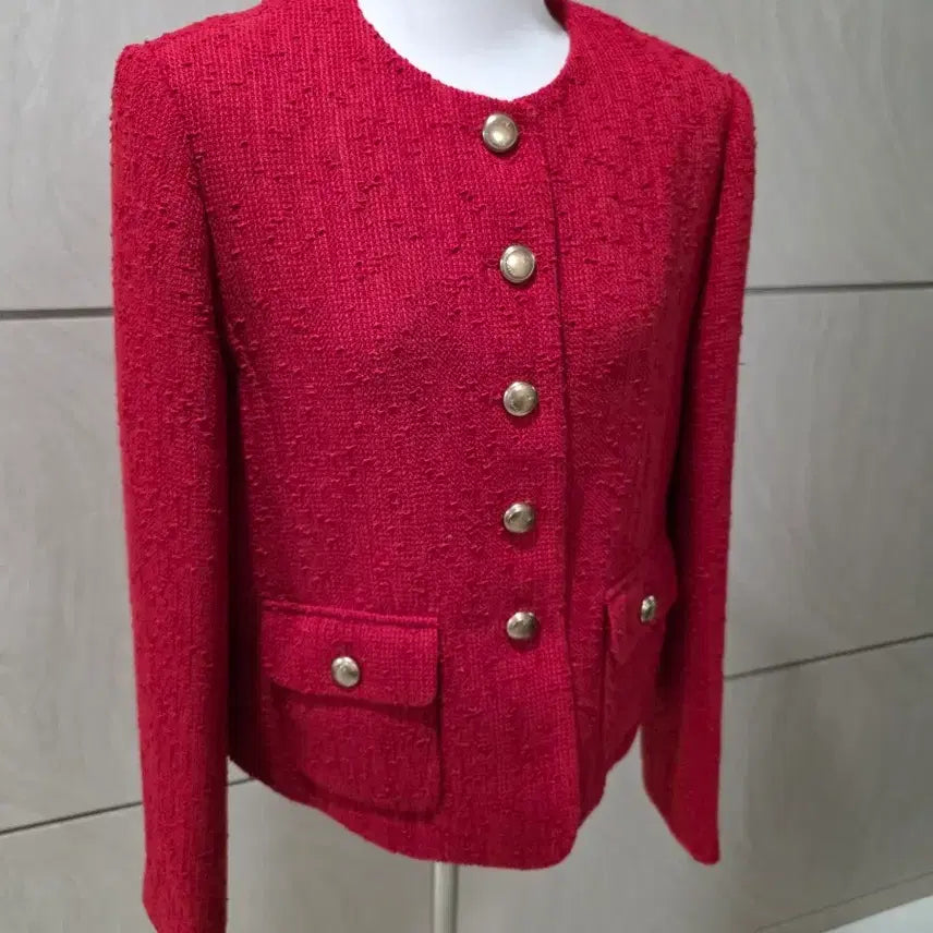 [BUNJANG] Red Tweed Jacket (Size 55-66) / 화이트,블랙 말고.. 레드 트위드 자켓 55~66