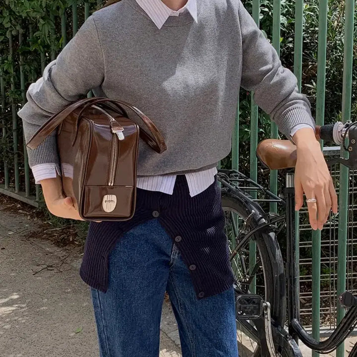 [BUNJANG] Edmore Layered Knit Gray / 에드모어 레이어드 봄니트 그레이