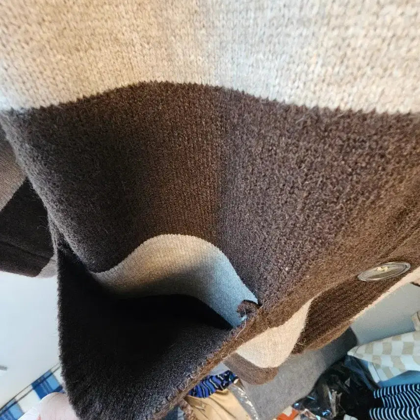 [BUNJANG] Striped V-Neck Wool Blend Cardigan Jacket / 스트라이프 브이넥 자켓겸 가디건  양모혼방