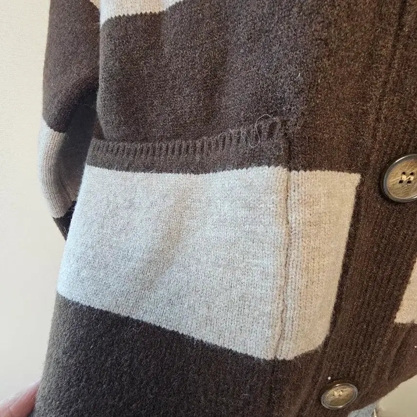 [BUNJANG] Striped V-Neck Wool Blend Cardigan Jacket / 스트라이프 브이넥 자켓겸 가디건  양모혼방