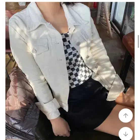 [BUNJANG] Creme Corduroy Jacket (Size S) / 에이블리 크림 코듀로이 자켓 S