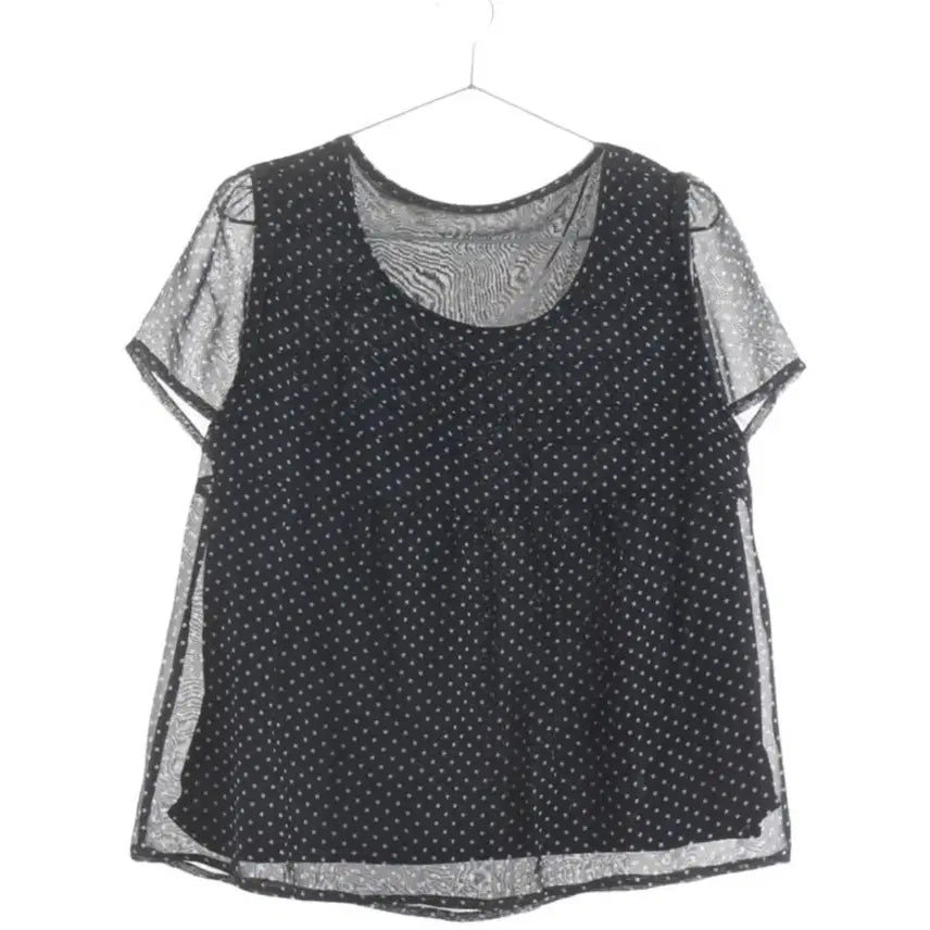 [SOLD OUT] 도트 셔링 반팔 블라우스 빈티지 모리걸 일본