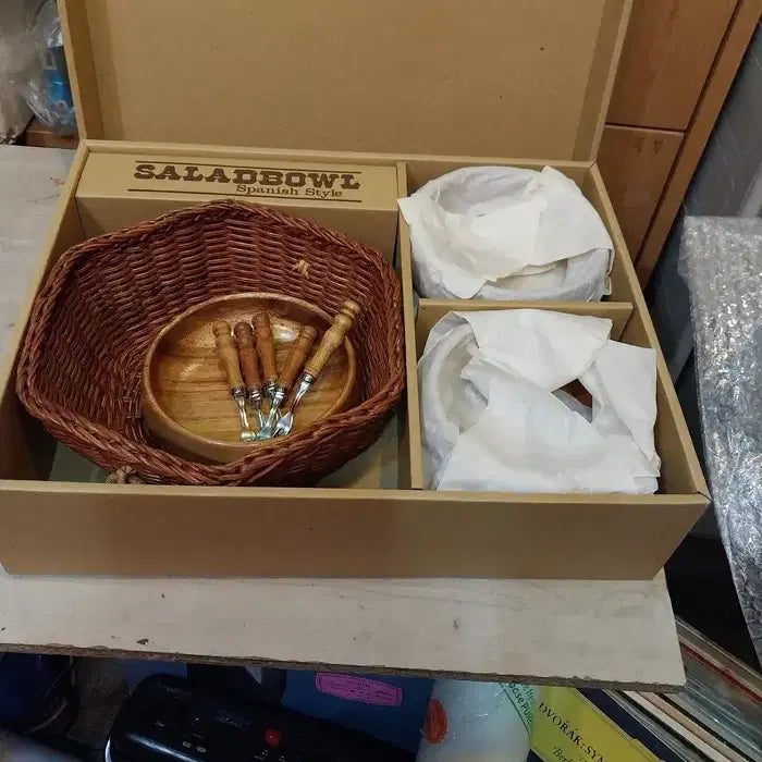 [BUNJANG] 2000s Spanish Style Wooden Salad Bowl Set / 2000 스페인풍 원목 샐러드 그릇 세트