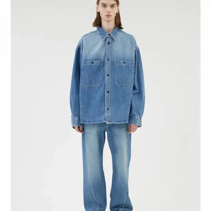 [BUNJANG] Afterpray Thunder Denim Shacket / 애프터프레이 데님 셔켓 썬더 M