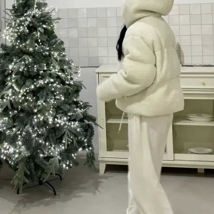 [BUNJANG] Wool Hooded Short Padded Jacket / 양털후드퍼숏패딩자켓