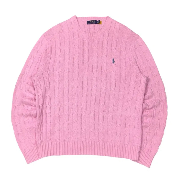 [BUNJANG] Polo Ralph Lauren Cable Knit Sweater / (XL) 폴로 랄프로렌 QR라벨 케이블니트 핑크