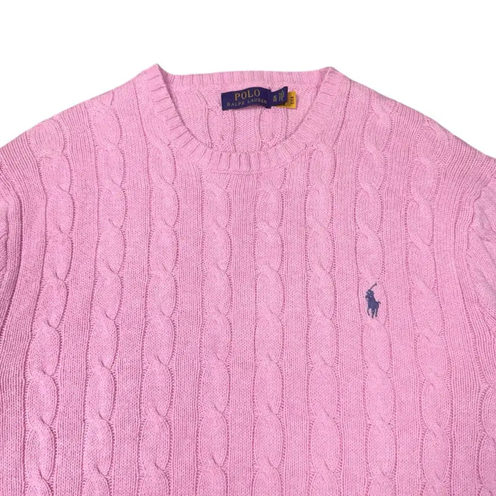 [BUNJANG] Polo Ralph Lauren Cable Knit Sweater / (XL) 폴로 랄프로렌 QR라벨 케이블니트 핑크