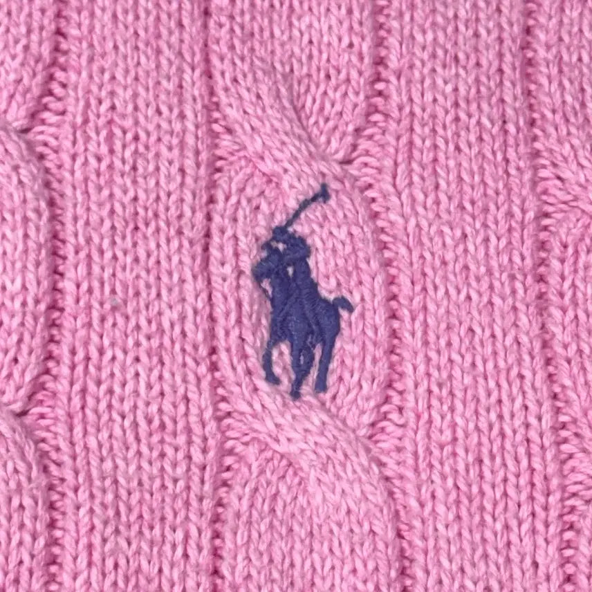 [BUNJANG] Polo Ralph Lauren Cable Knit Sweater / (XL) 폴로 랄프로렌 QR라벨 케이블니트 핑크