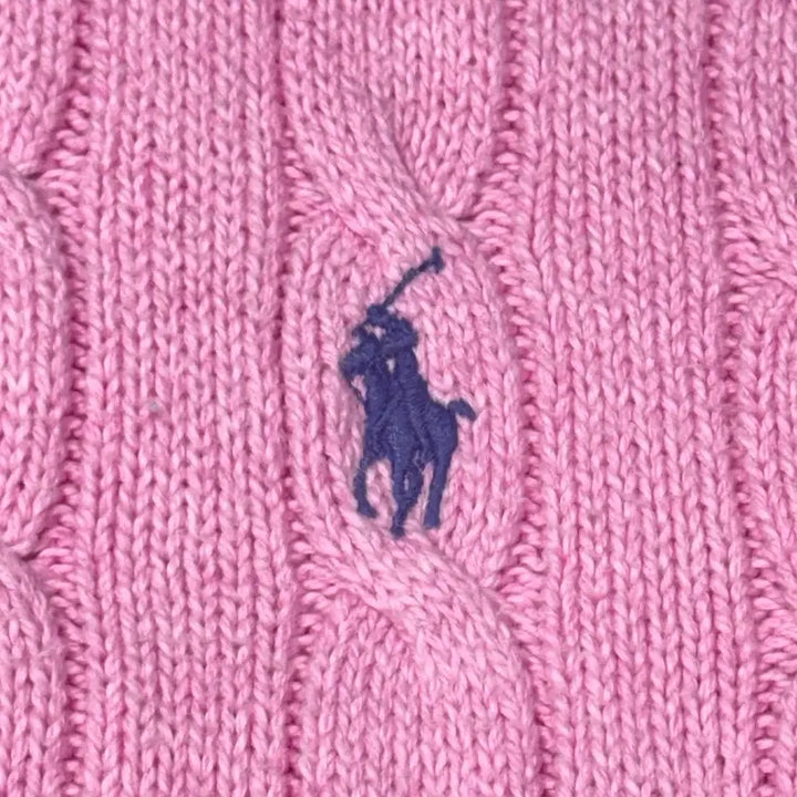 [BUNJANG] Polo Ralph Lauren Cable Knit Sweater / (XL) 폴로 랄프로렌 QR라벨 케이블니트 핑크