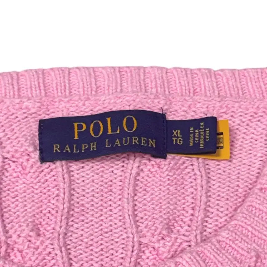 [BUNJANG] Polo Ralph Lauren Cable Knit Sweater / (XL) 폴로 랄프로렌 QR라벨 케이블니트 핑크