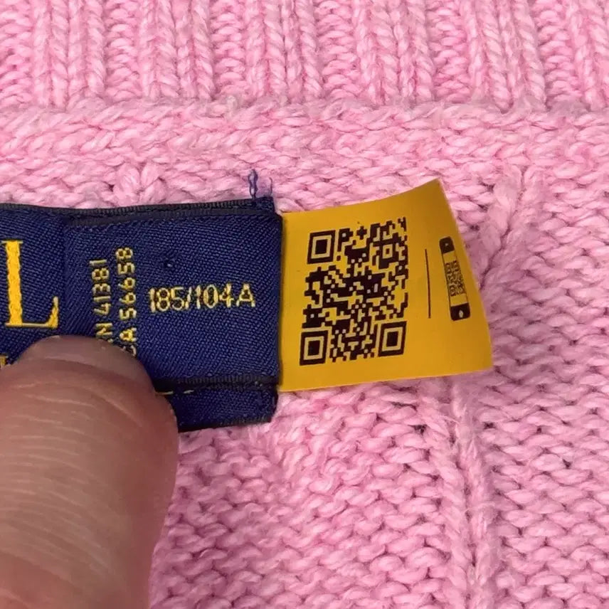 [BUNJANG] Polo Ralph Lauren Cable Knit Sweater / (XL) 폴로 랄프로렌 QR라벨 케이블니트 핑크
