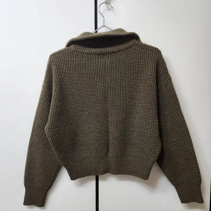 [BUNJANG] Waffle Knit Zip-Up Sweater / 와플 카라 지퍼 니트