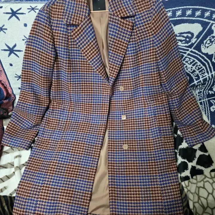 [BUNJANG] Chatelaine Houndstooth Check Long Coat M / 샤트렌 하운드투스 체크 롱코트 M