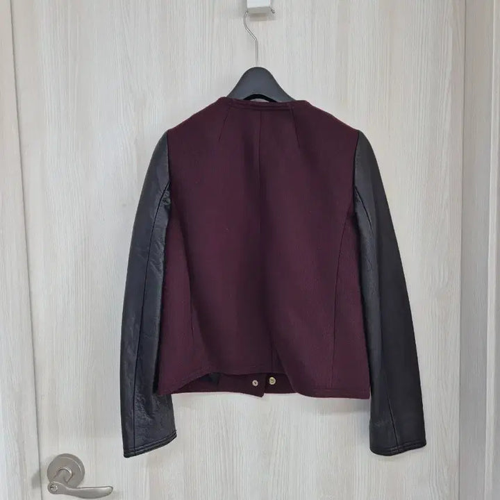 [BUNJANG] Club Monaco Wool Jacket / 클럽모나코 가죽소매 버건디 울자켓