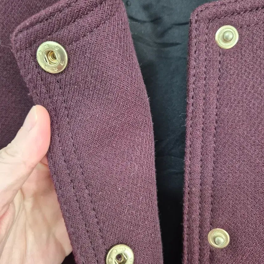[BUNJANG] Club Monaco Wool Jacket / 클럽모나코 가죽소매 버건디 울자켓