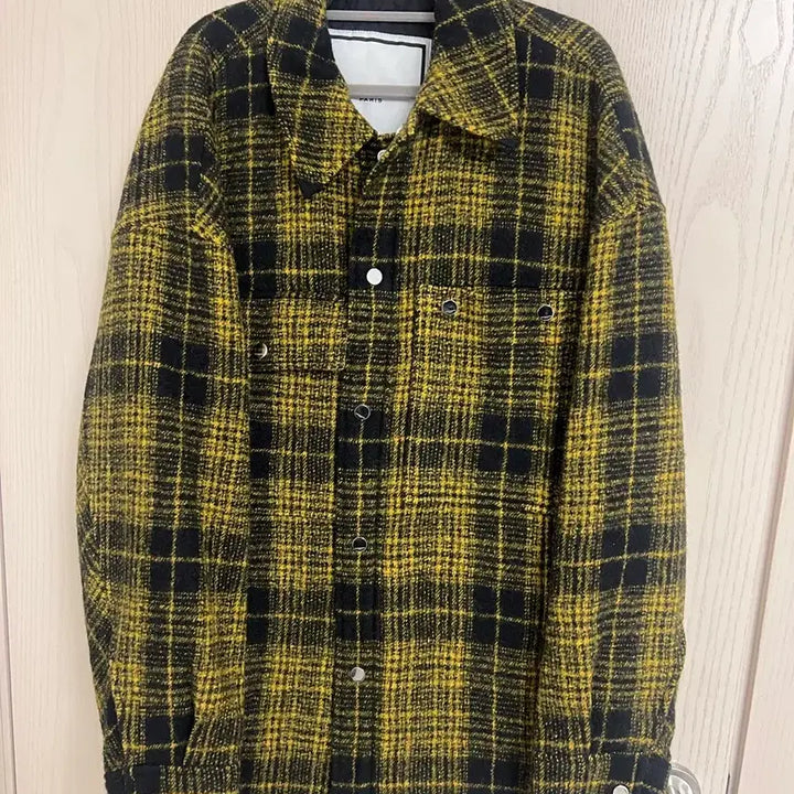 [BUNJANG] Wooyoungmi Flannel Shirt Jacket Yellow/Black Size 50 / 우영미 플란넬 셔츠자켓 옐로우/블랙 50