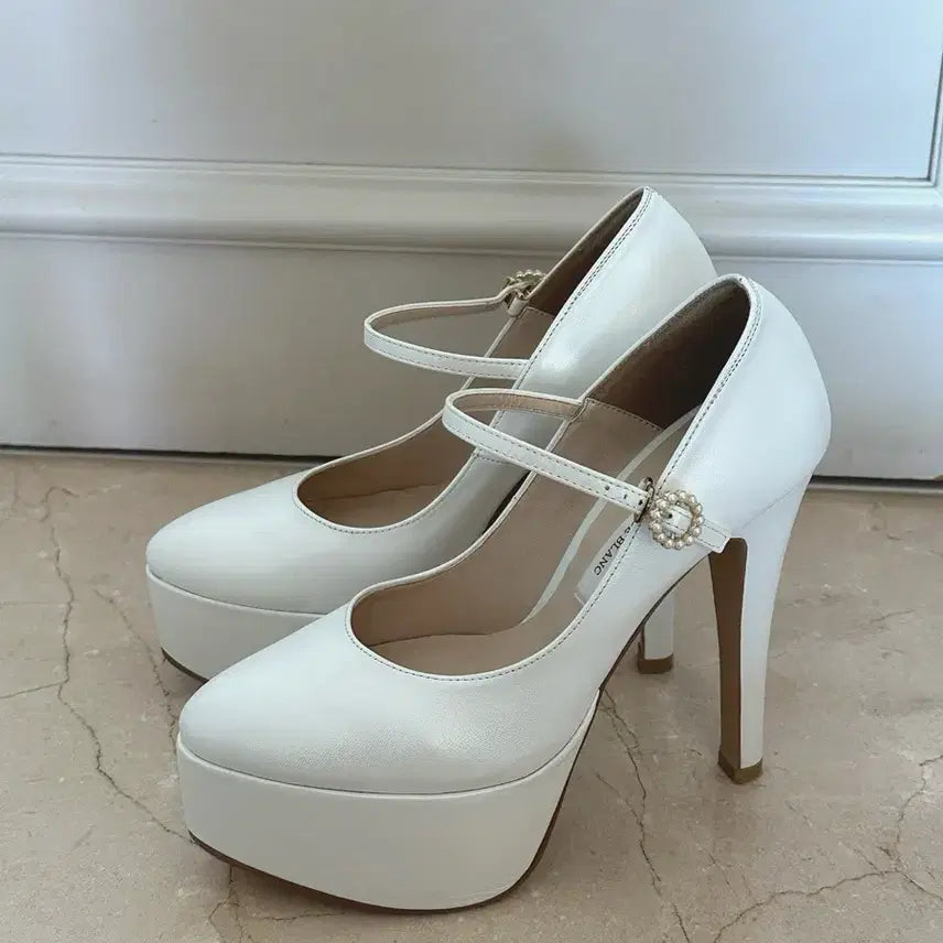 [BUNJANG] Shoes De Blanc Wedding Shoes 235 Platform Heels / 슈즈드블랑 웨딩슈즈 235사이즈 15cm 통굽슈즈 키작녀 추천