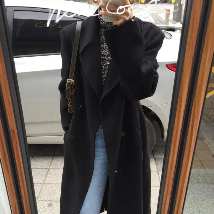 [BUNJANG] Feminite Handmade Double Long Coat / 페미니떼 핸드메이드 더블롱코트 모어댄예스터데이