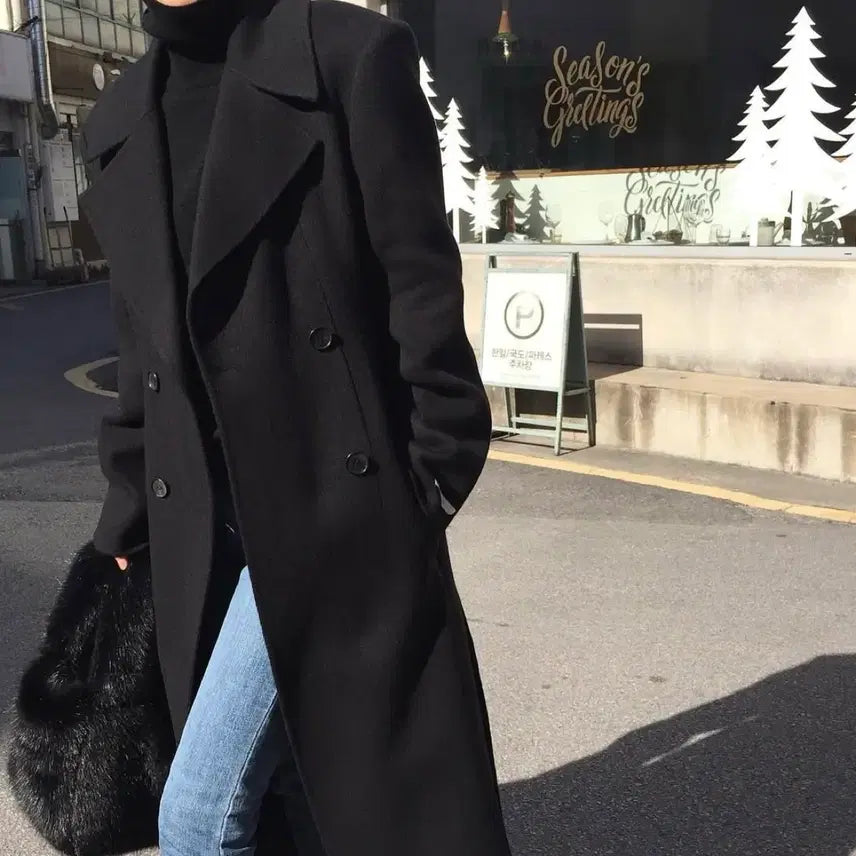 [BUNJANG] Feminite Handmade Double Long Coat / 페미니떼 핸드메이드 더블롱코트 모어댄예스터데이