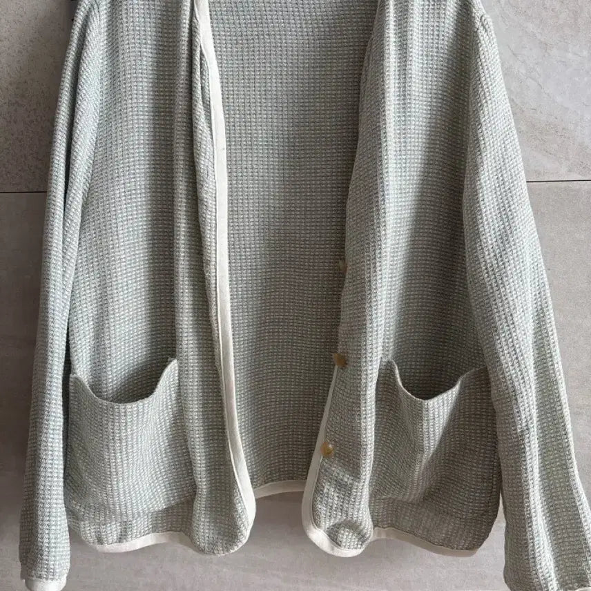 [BUNJANG] Linen Waffle Knit Cardigan / 린넨 와플 조직 가디건