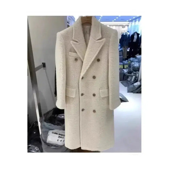 [BUNJANG] Tailored Wool Blend Coat - Ivory, Free Size / 테일러드 울 양모 코트 - 아이보리,프리