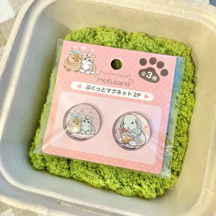 [BUNJANG] Mofsand Cat Rabbit Round Magnet Set / (새상품,정품) 모프샌드 고양이 토끼 원형 마그넷